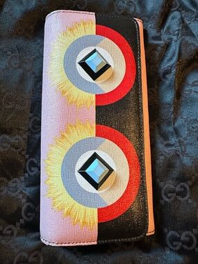Fendi Continental Monster Multicolor Leather Wallet